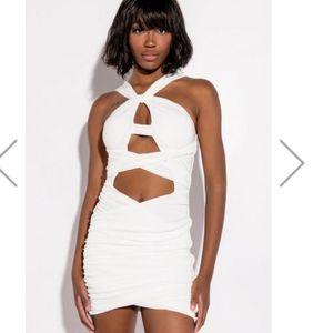 Elegant White Halter Dress